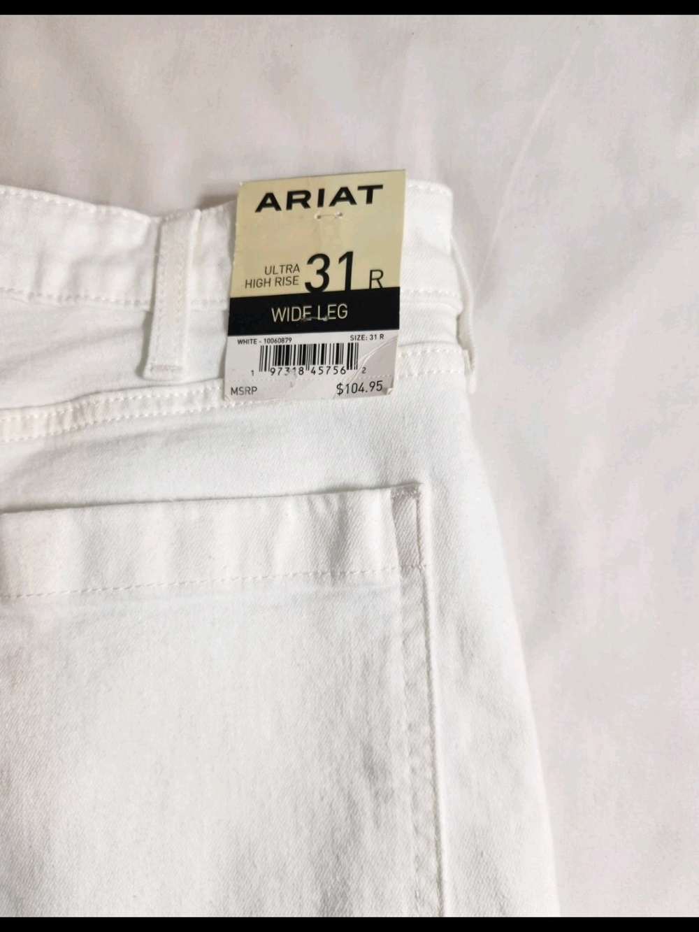 Ariat Wide Leg Jeans Women's Size 31 R White Ultra High Rise Stretch Crop NWT 54 - Picture 15 of 15